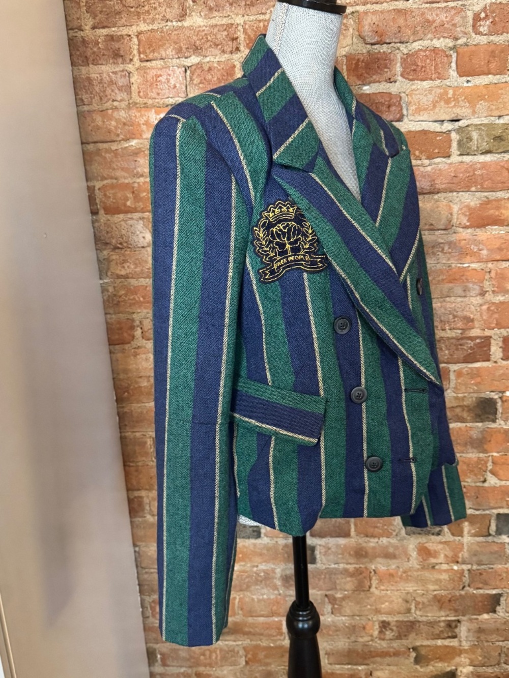 Free People Betty Striped Blazer in the "Navy Combo" colorway. SZ Large